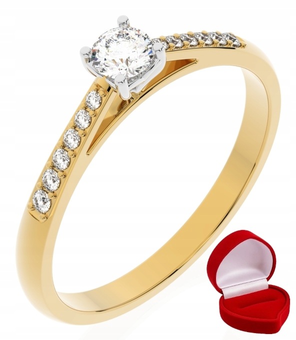Zlatý Prstýnek 585 14k Diamant Lab Brylant 0,14 ct R26