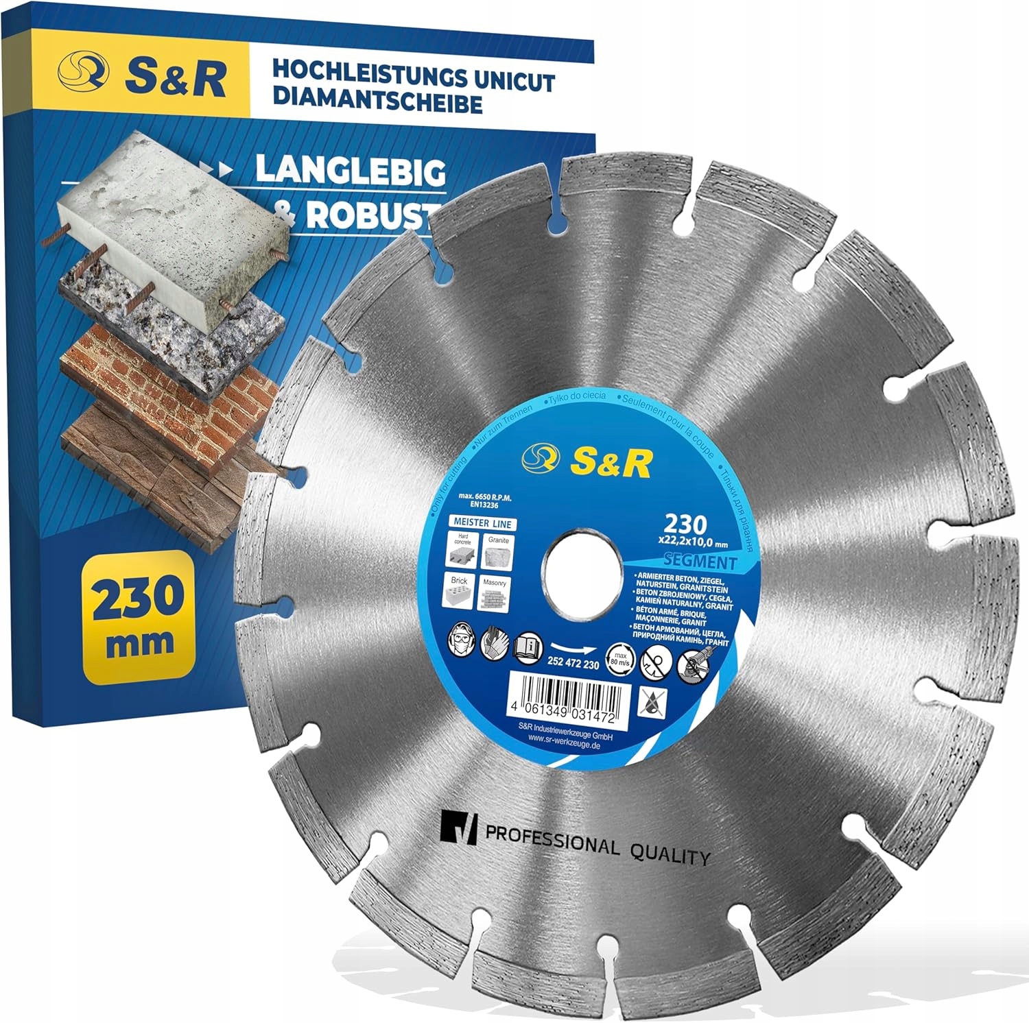 Diamantový kotouč 230 mm na kameninu betonu S&r Meister