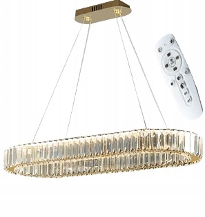 Led stropná lampa Glamour Crystal zlatá 80 cm oválna 80 W kryštál Diaľkový Ovládač