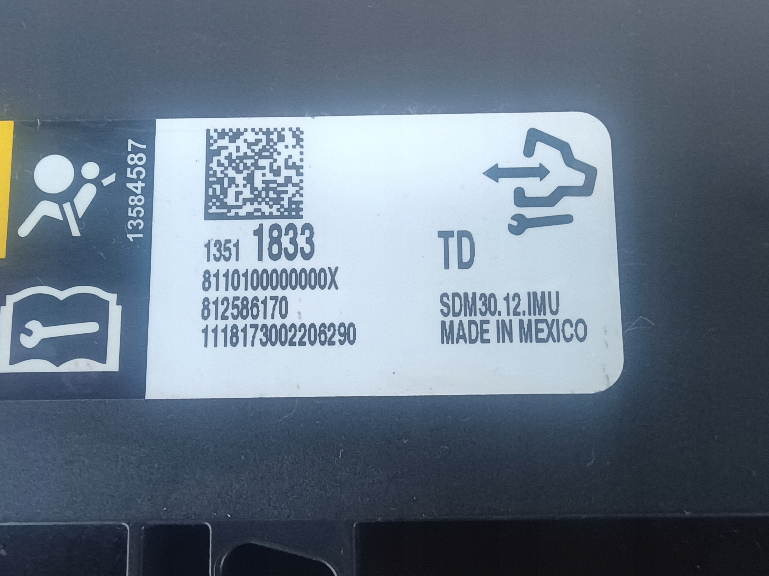 SENSOR Bedienteil airbag 13511833TD OPEL INSIGNIA A ASTRA J