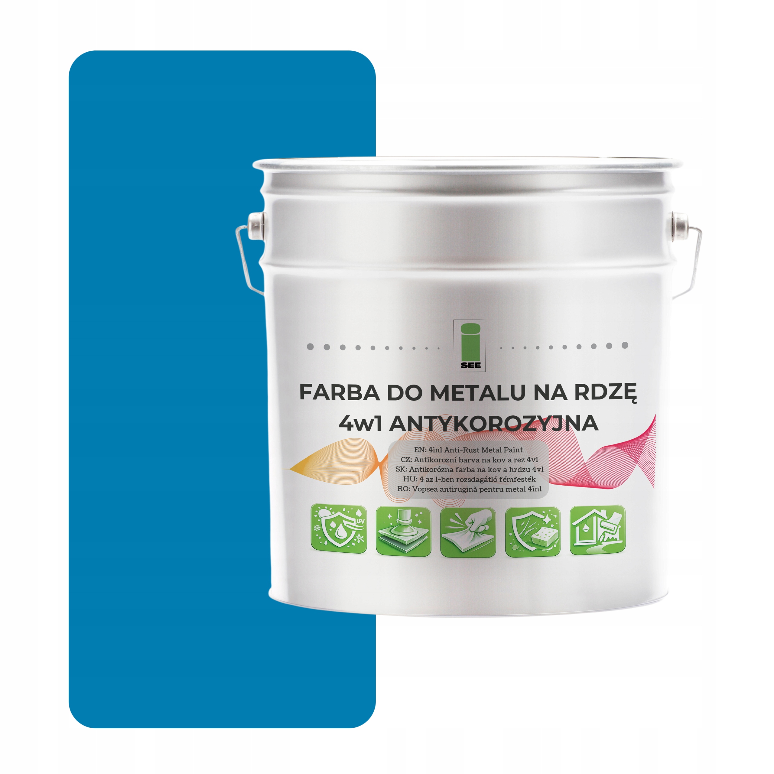 Barva na kov proti korozi 4v1 modrá RAL5015 I See pozink ocel 2,5L saténová