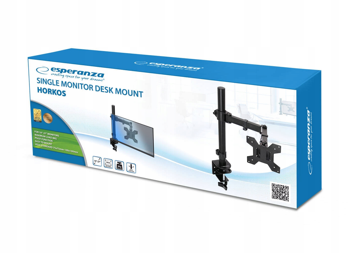 OBROTOWY UCHWYT BIURKOWY DO MONITORA REGULOWANY VESA 10”-27&quot; Model HORKOS