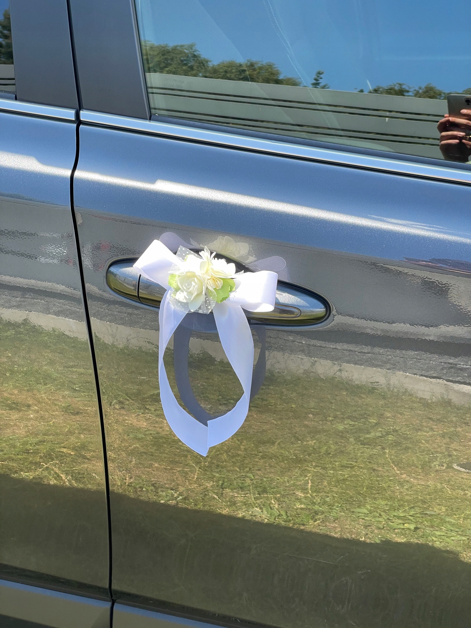 Kokarda dekoracja samochodu / krzeseł ślub krem