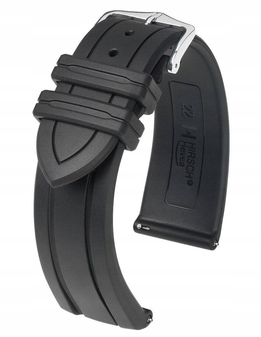 Černý Gumový Voděodolný Řemínek Pro Hodinky Hirsch Premium Havea 20 mm