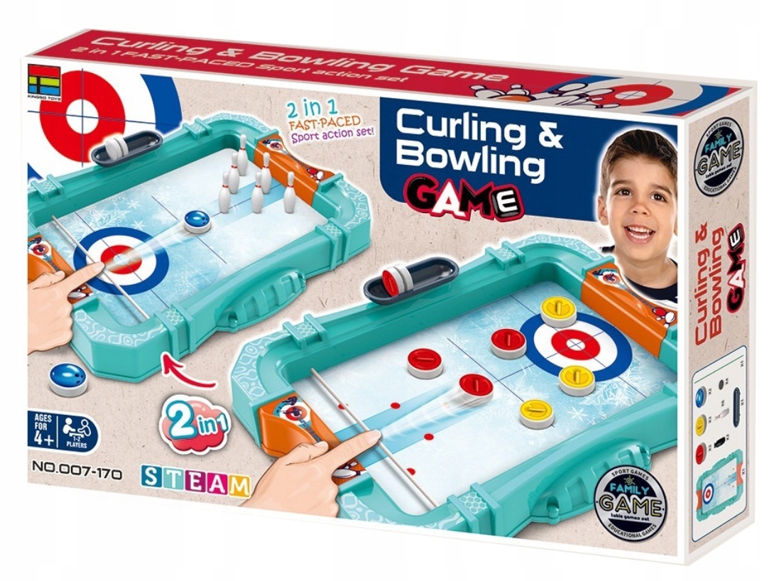 Gra stołowa 2w1 mini kręgle i curling ProNice MZ-03 – W zestawie