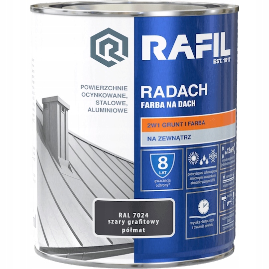 Farba na dach Rafil RADACH GRAFITOWY PÓŁMAT 0,75l