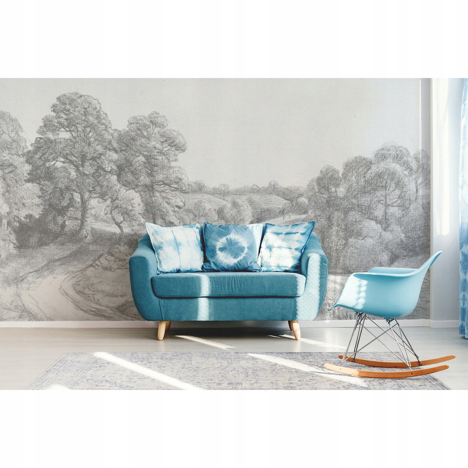 

Tapeta ścienna Rysunkowy krajobraz retro 250x104cm