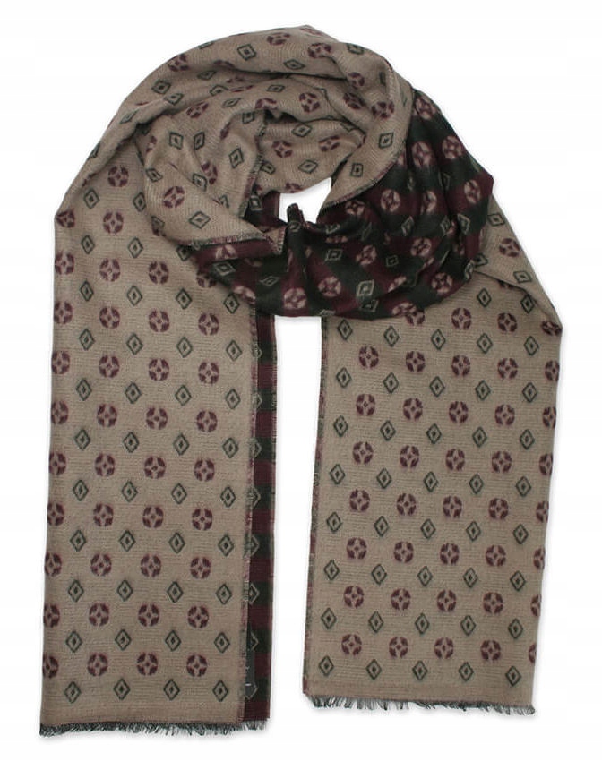 

Beżowo-Bordowy Męski Szalik V.Fraas Cashmink