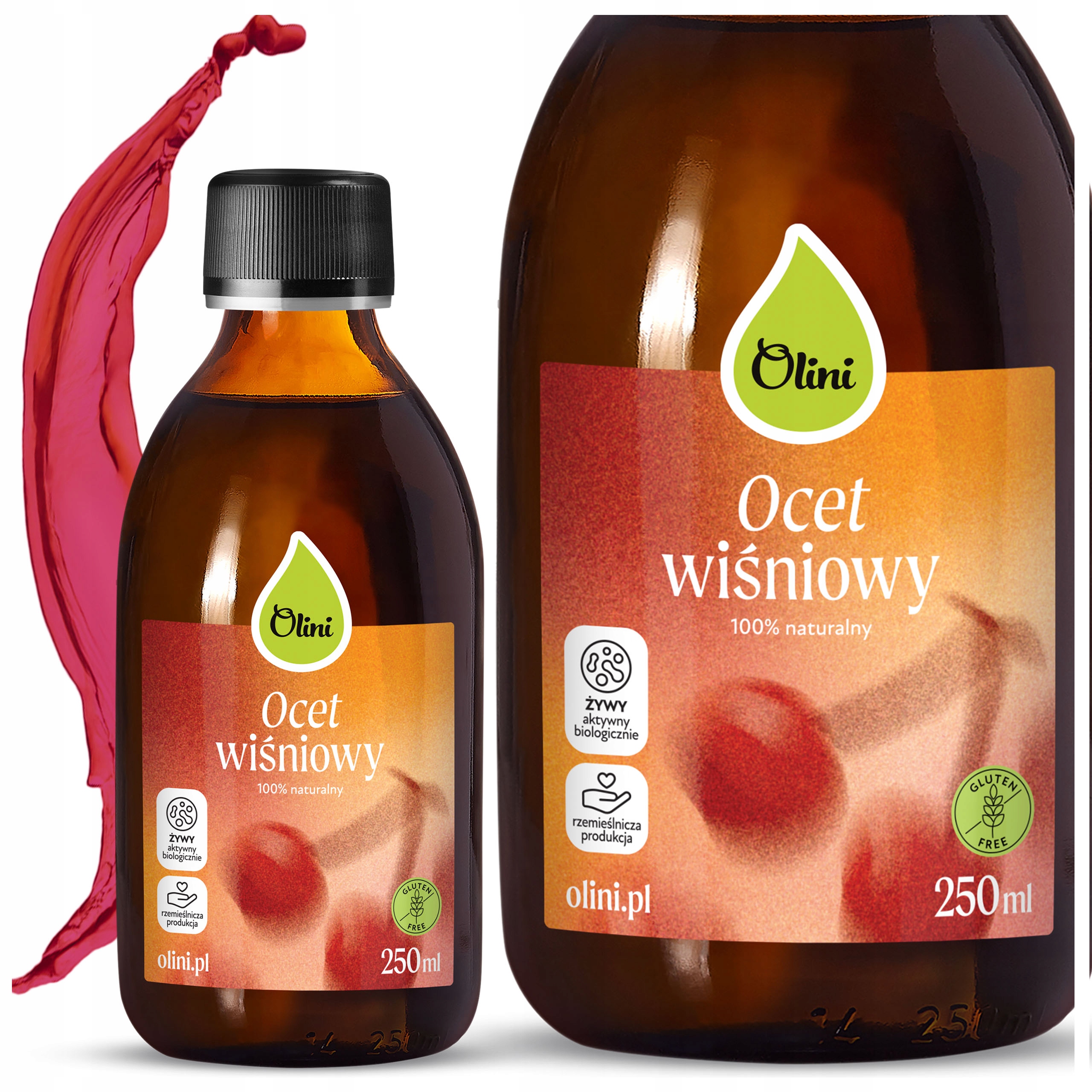 Přírodní třešňový ocet z polských třešní Olini 250 ml