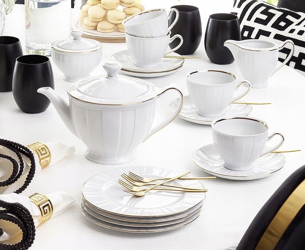 3610 Serwis Do Kawy 6/21 Złota Oktawa Ćmielów Polska Porcelana