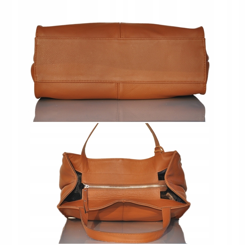 WŁOSKA TOREBKA SHOPPER SKÓRZANA NA RAMIĘ A4 RUDA Materiał dominujący skóra naturalna