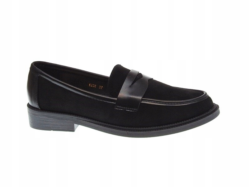 DAMSKIE MOKASYNY PÓŁBUTY ZAMSZOWE Black r.37