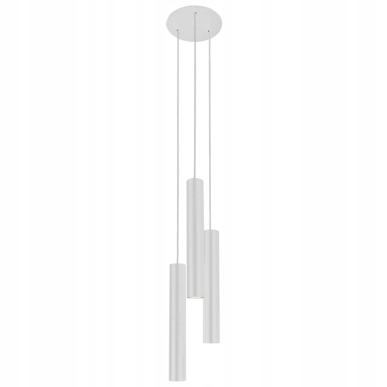 Závesná lampa biela s tromi tubami rôznej dĺžky Eye je ideálna do obývacej izby a jedálne