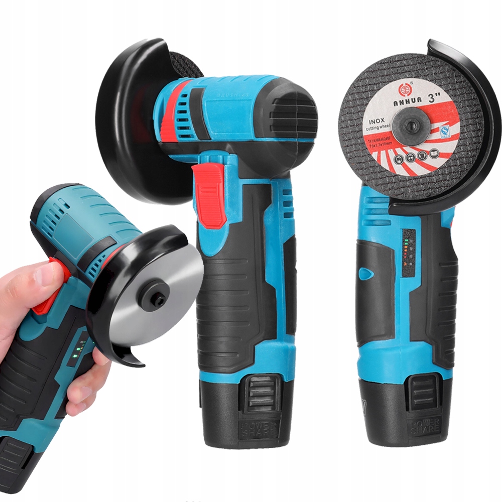 Szlifierka Kątowa Mini Przenośna Akumulatorowa 2000 mAh 7 Tarcz 19500rpm