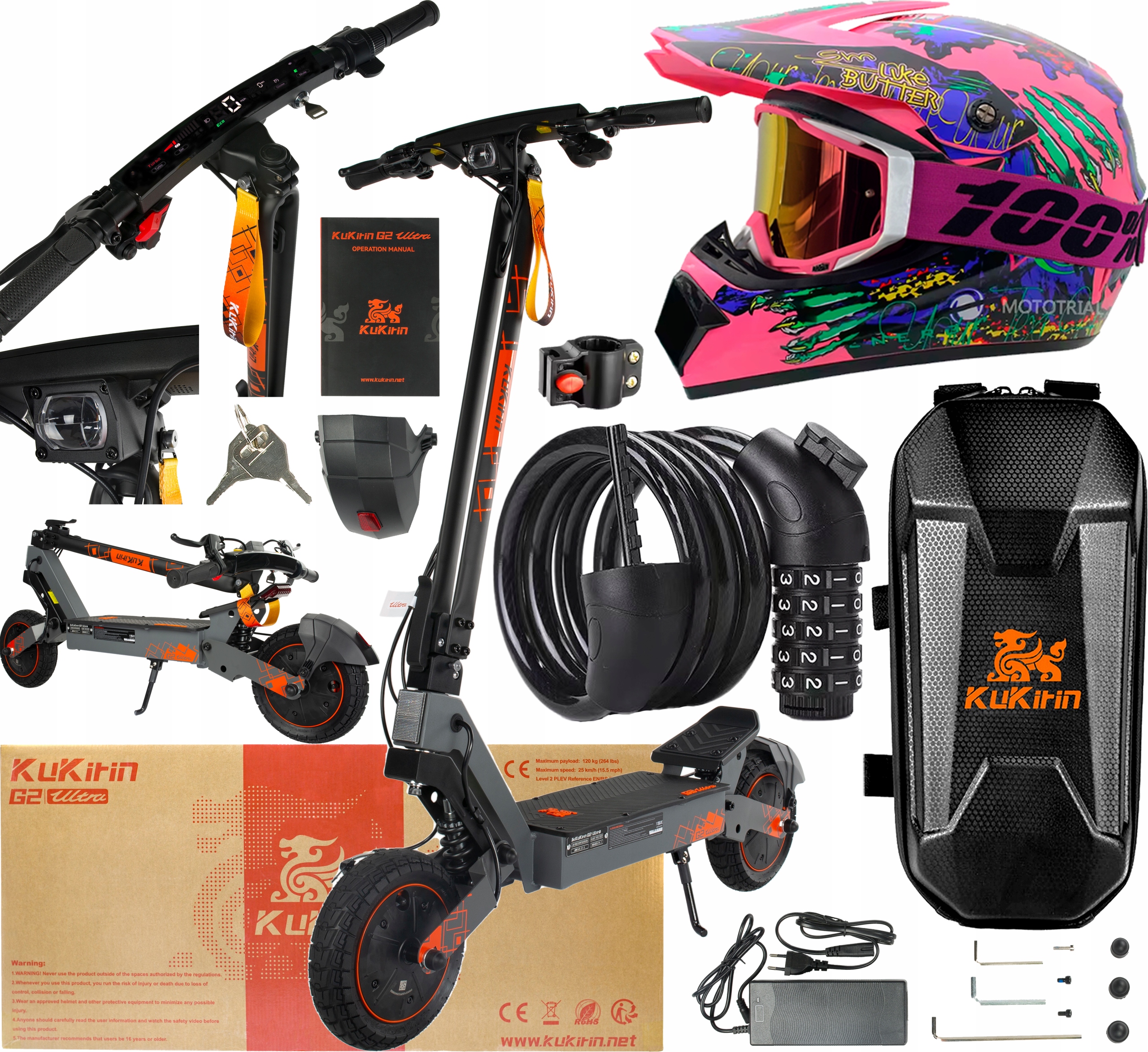 Elektrická vozidla KuKirin G2 Ultra 1600W 48V 18Ah 50KM/H 55KM 3 dárky