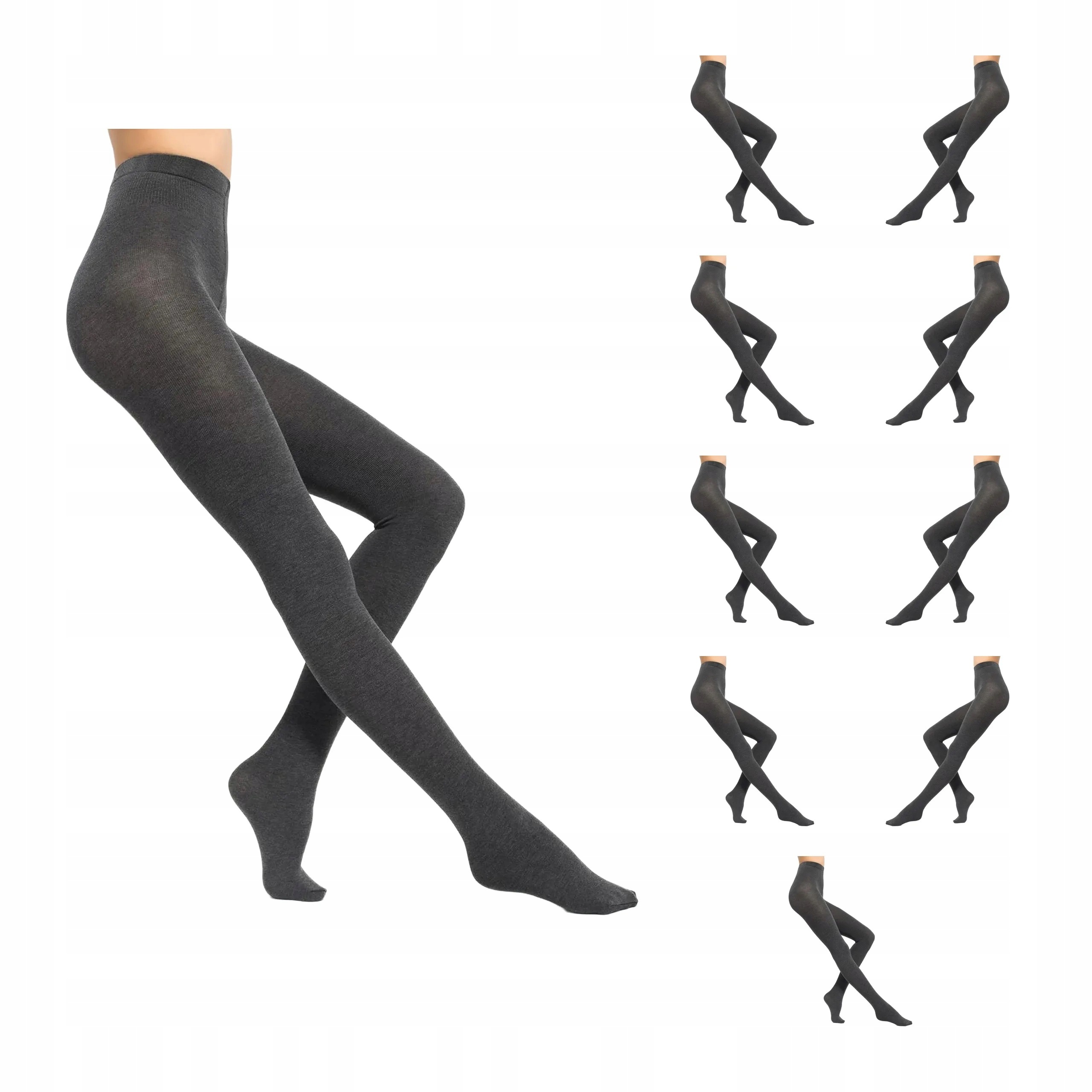 10 párů Punčocháče s příměsí vlny 10 x Grey Melange 2-S