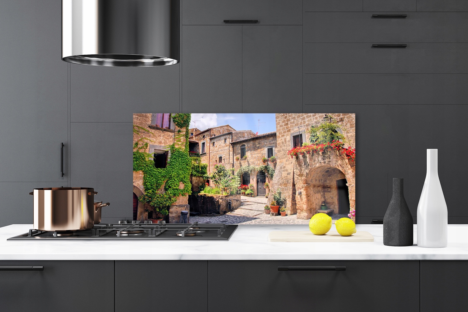 Panel szklany Płytka Alejka Kwiaty Domy 140x70 Marka Tulup