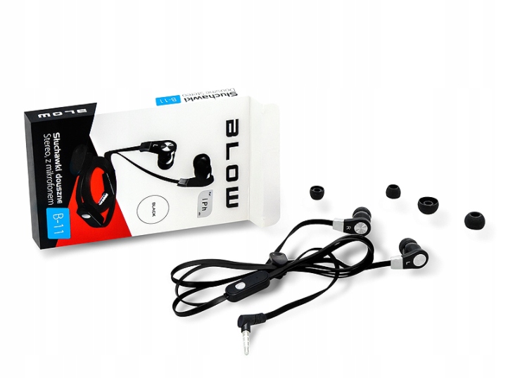 Słuchawki douszne Blow mikrofon przycisk czarne