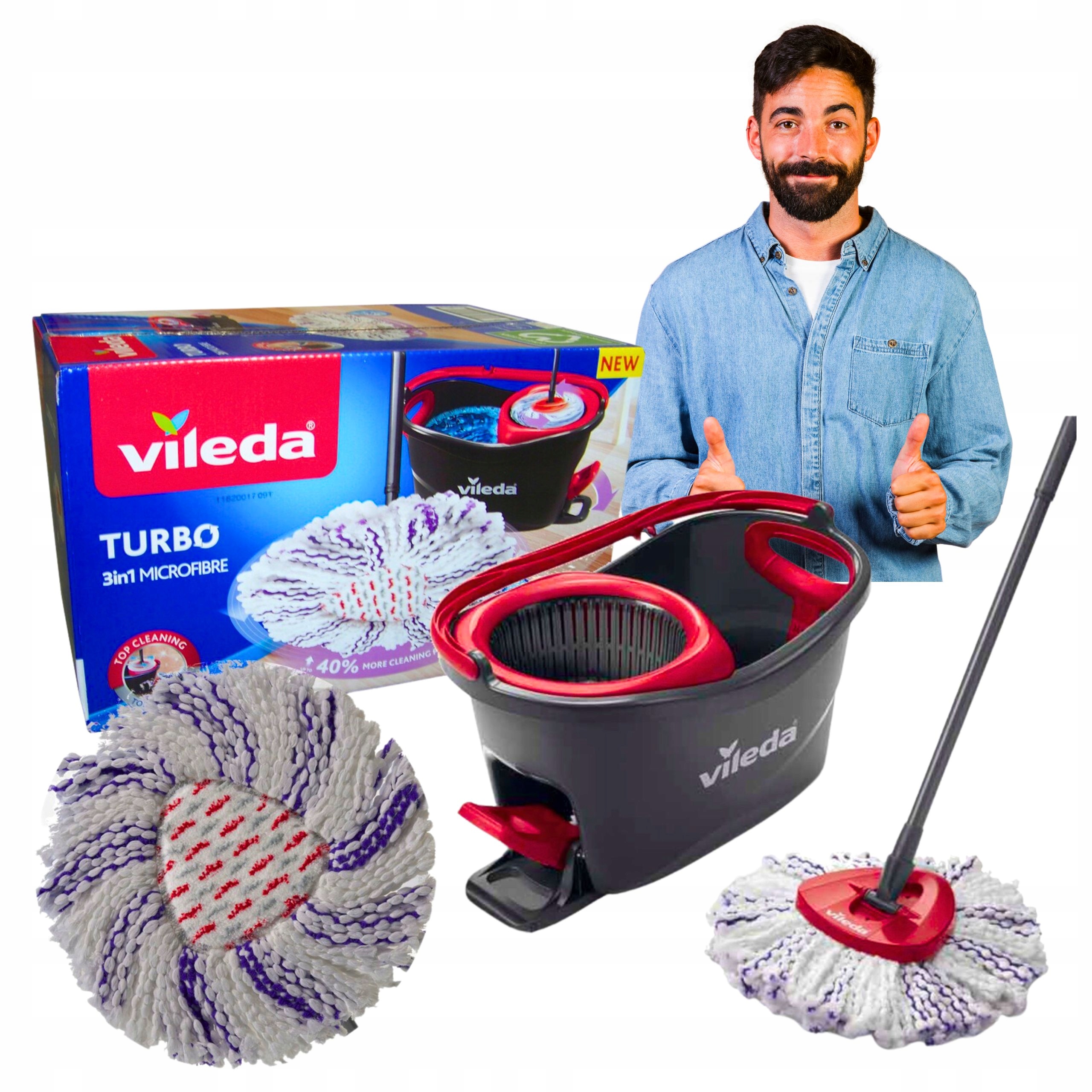

Mop obrotowy Vileda Turbo 3w1 Mikrofibra wring