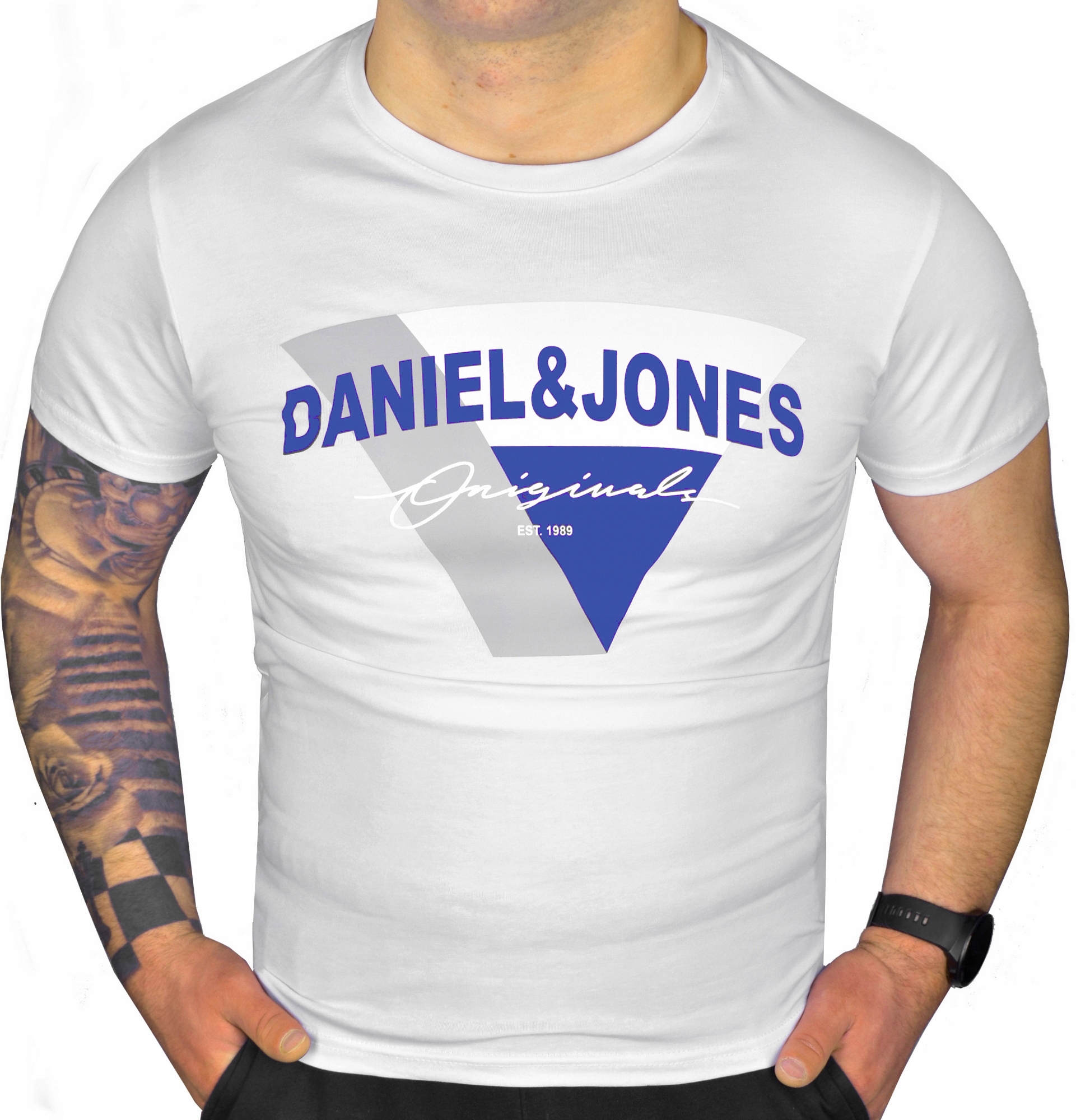 

T-shirt Męski Koszulka Elastyczna Nadruk Slim