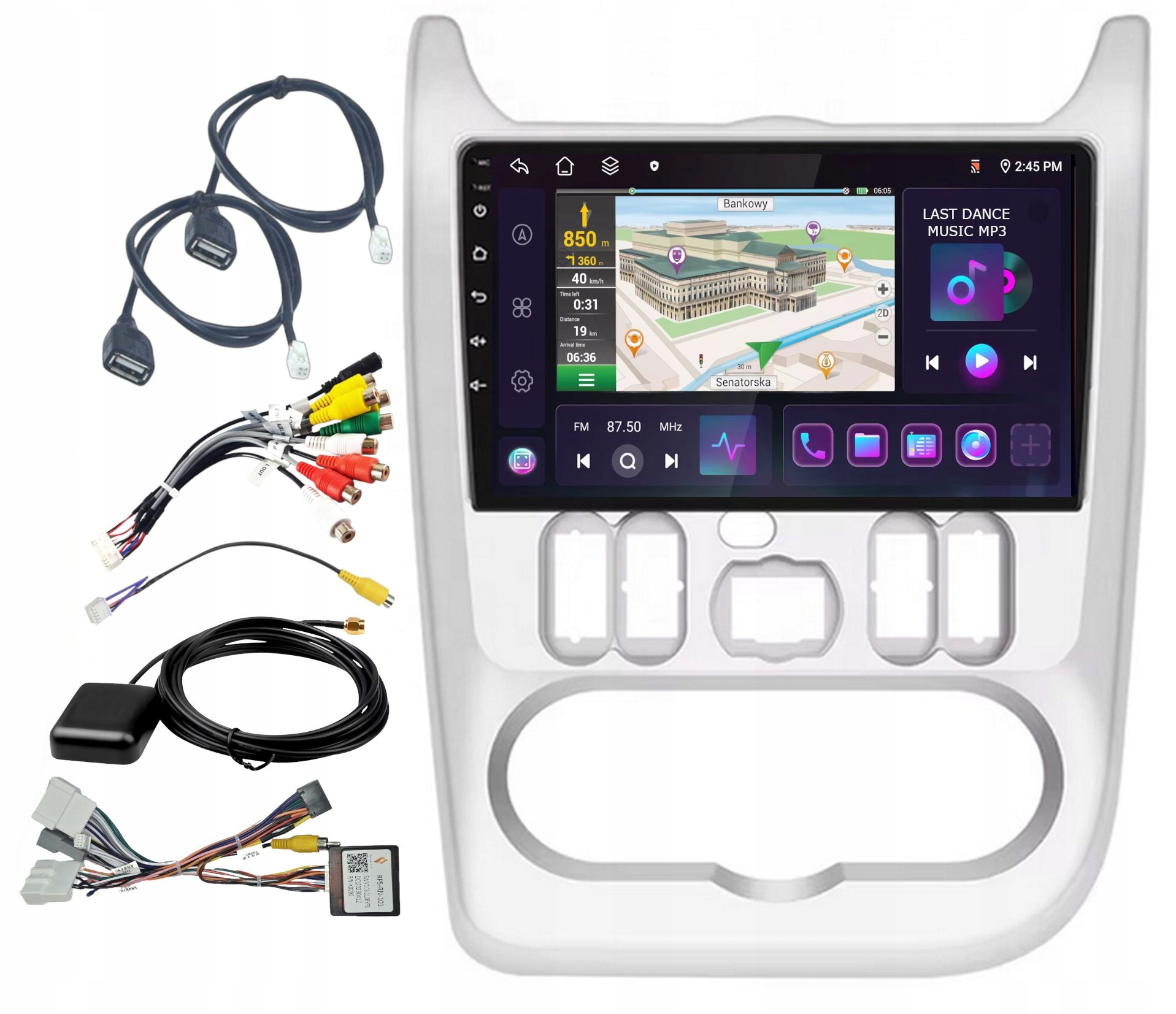 Rádio Navigácia Gps Dacia Sandero 2007-2011 Wifi Carplay Bt Usb 4GB 64GB