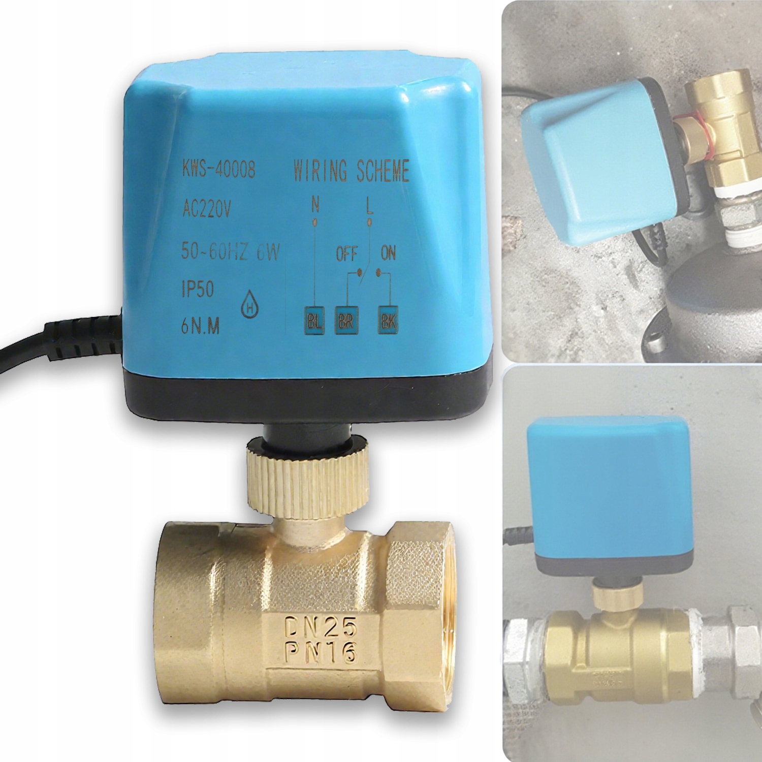 Ibo Elektroventil Kulový Kohout 3/4" palec 230V DN20 Pohon Vody 230V