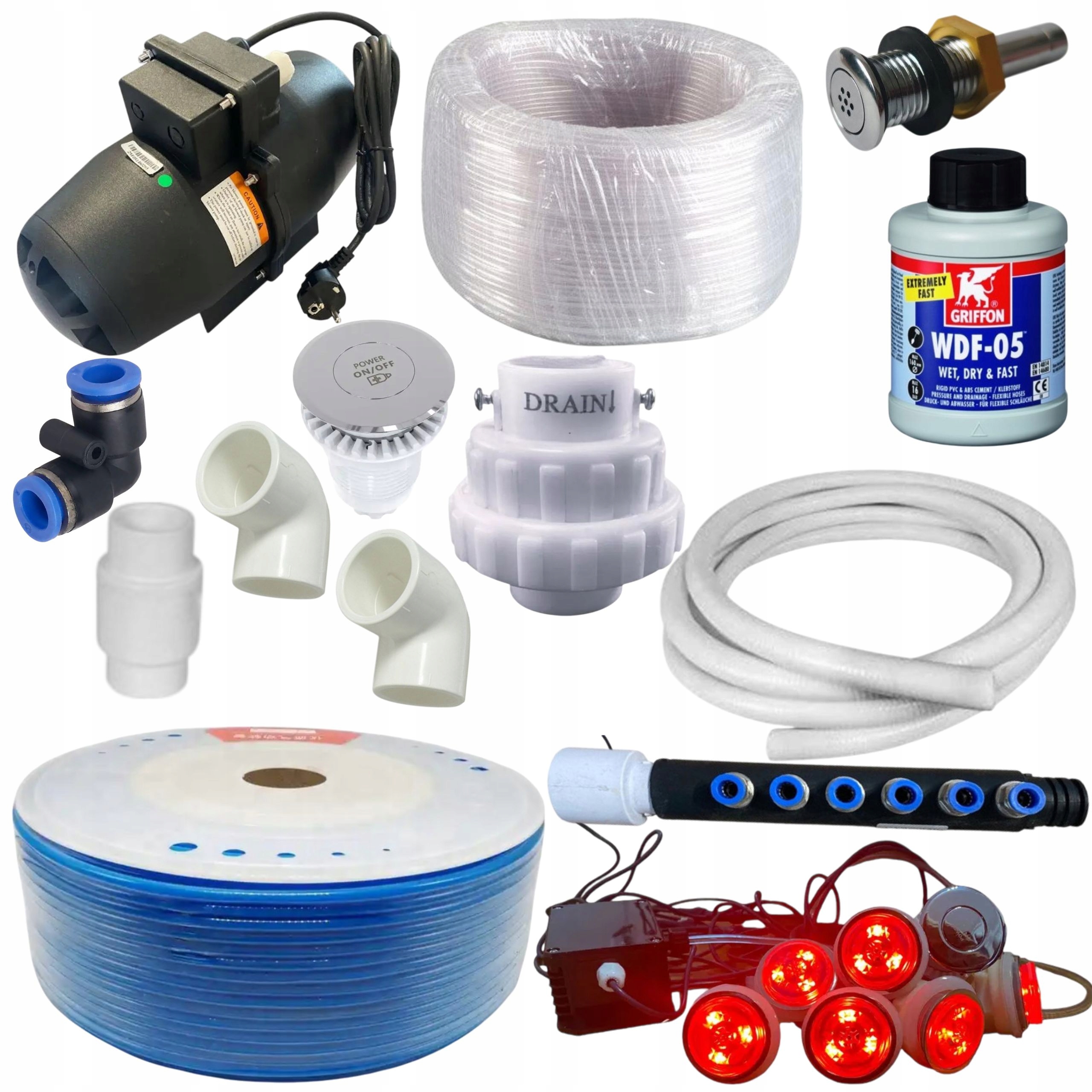 Aeromasážní sada pro vzduchovou masáž Jacuzi Bali 1000W 30 trysek včetně 6LED