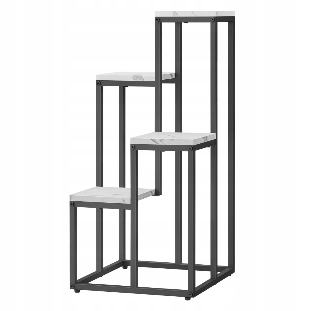 Regál držiak na kvetináč 4 police mramor čierne nohy