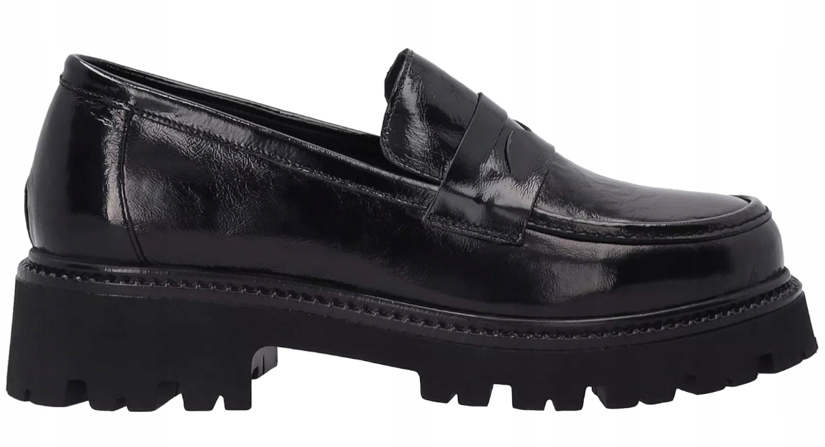 Venezia Černé Dámské Kožené Mokasíny Na Zvýšené Podrážce 38