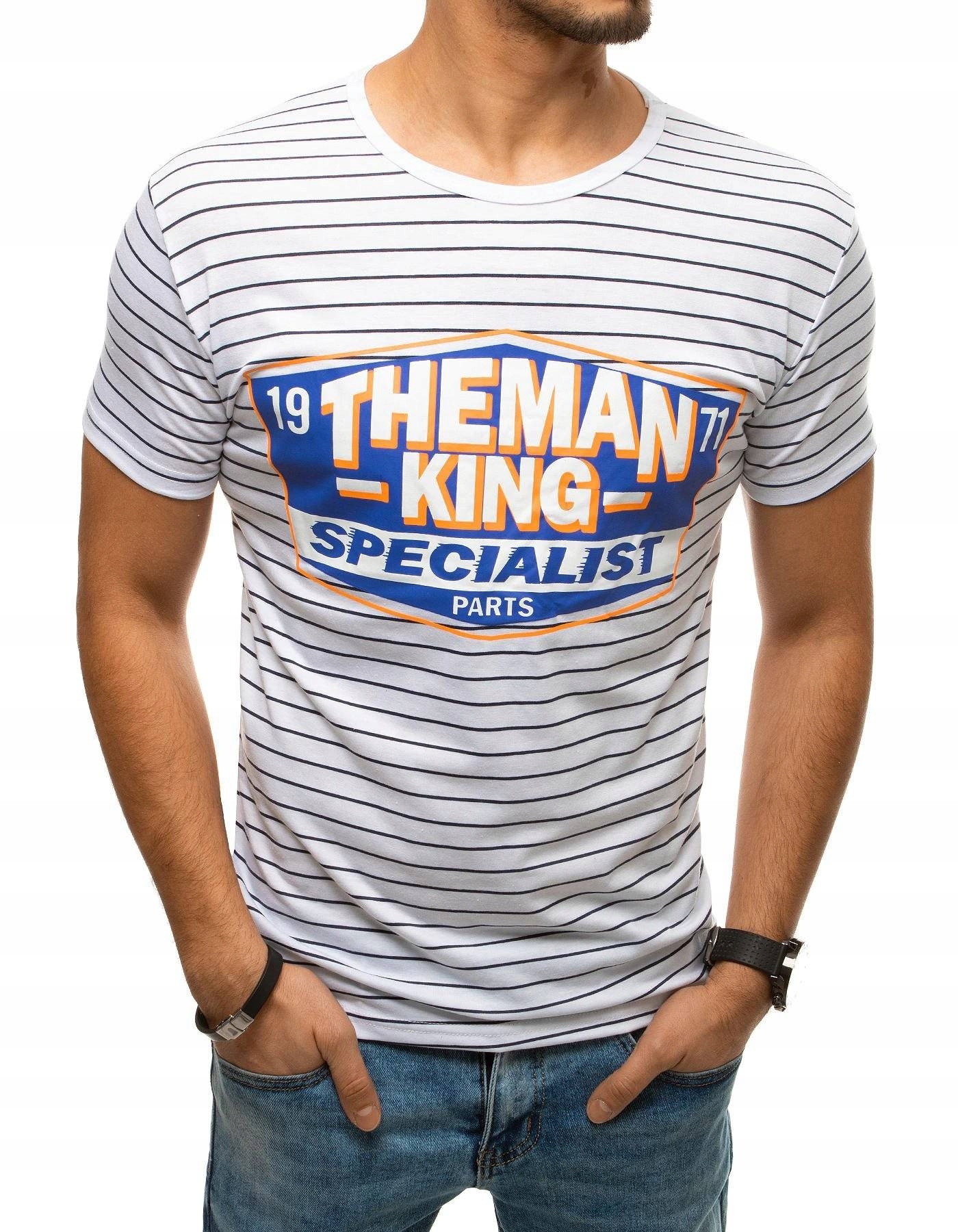 

Męski T-shirt W Paski Z Nadrukiem rx4395 - XL