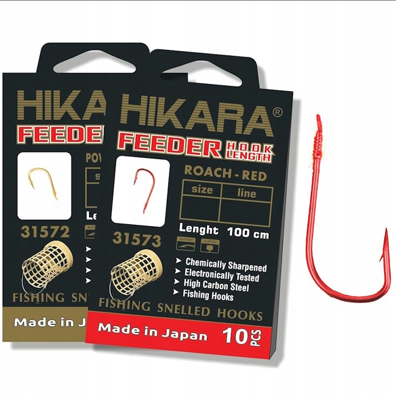 Gotowe Przypony Traper Hikara Roach Feeder Red Nr 12 0.14mm 100cm 10szt.