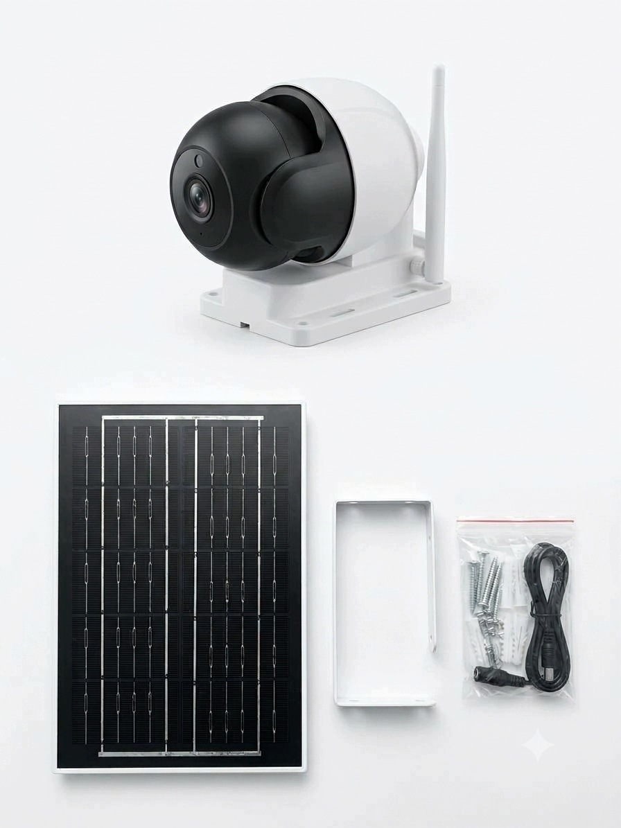 Venkovní Solární Ip Kamera Wifi 4K Otočná O 360° Sledování Pohybu