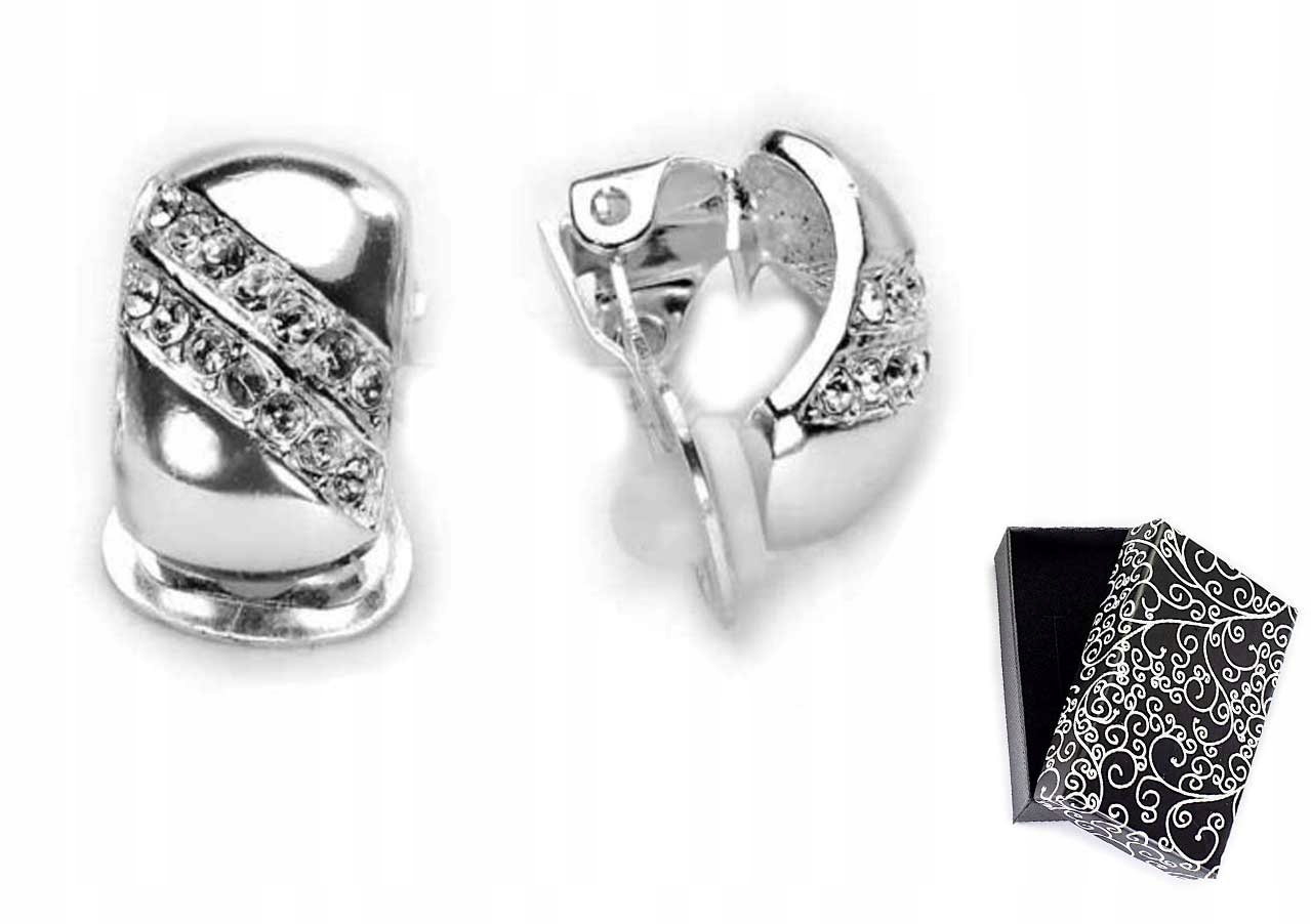 Klipsy Na Uszy Srebrne Z Kryształami Swarovski Podłużne Kiara