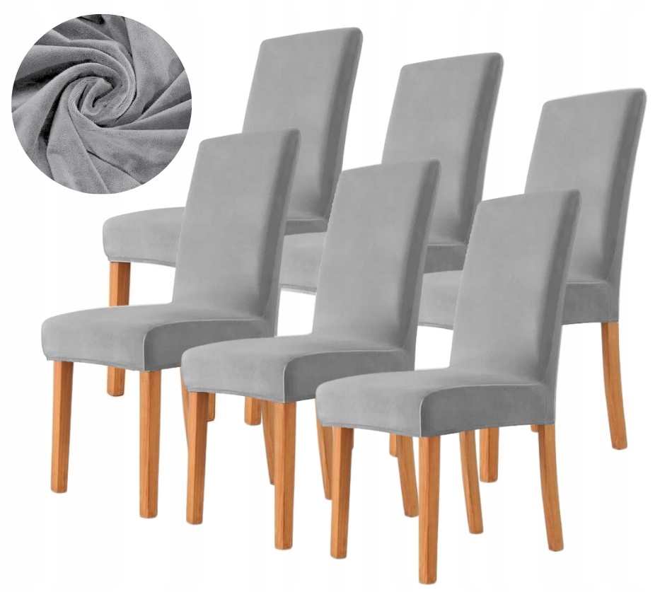 Sada 6 Ks Potahů Na Židli Velur Premium Plyš Elastický