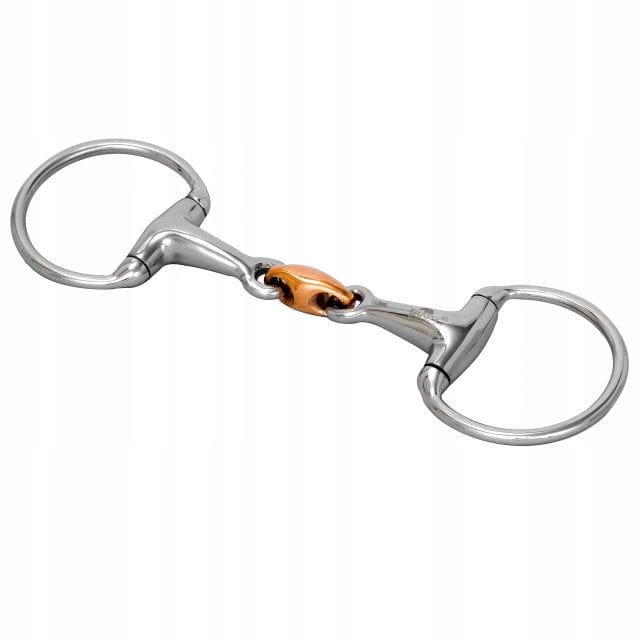 Wędzidło oliwkowe Start pełne podwójnie łamane miedziany łącznik 14,5