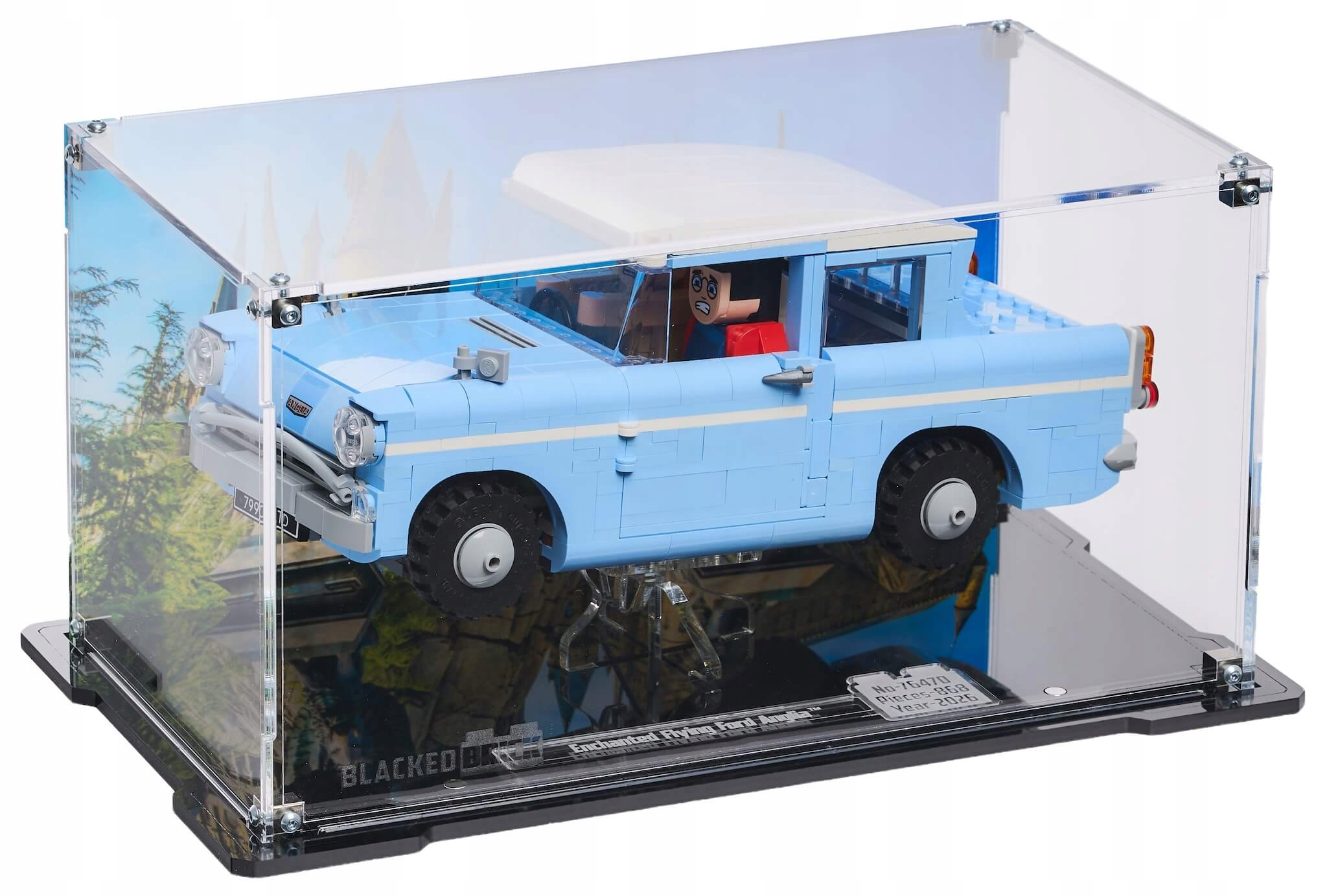 Vitrína s pozadím Blacked Brick pro Lego 76470 Harry Potter Ford Anglie