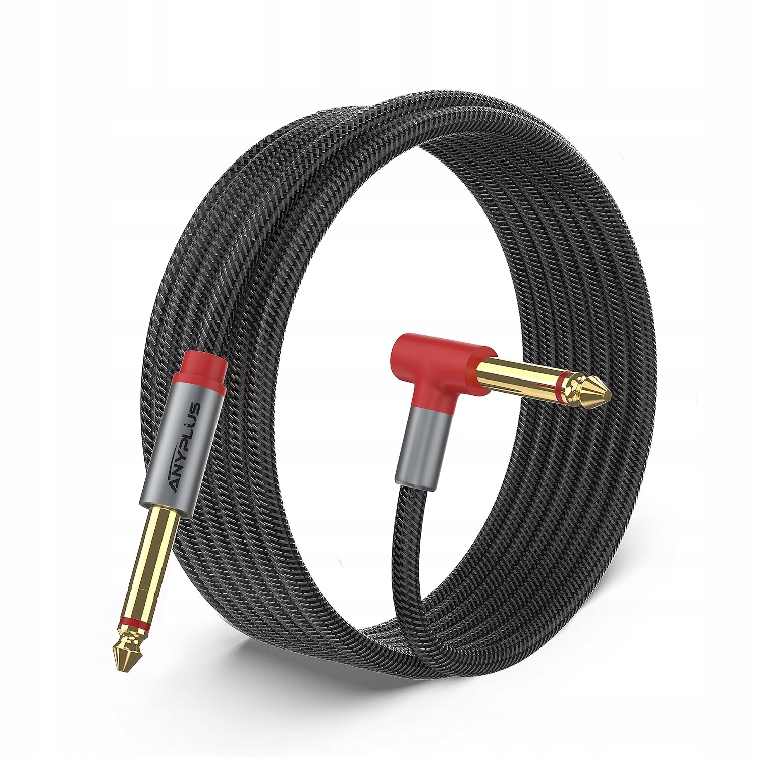 Kabel Anyplus Przewód gitarowy Jack/Jack Kątowy 5M kabel Trs z oplotem