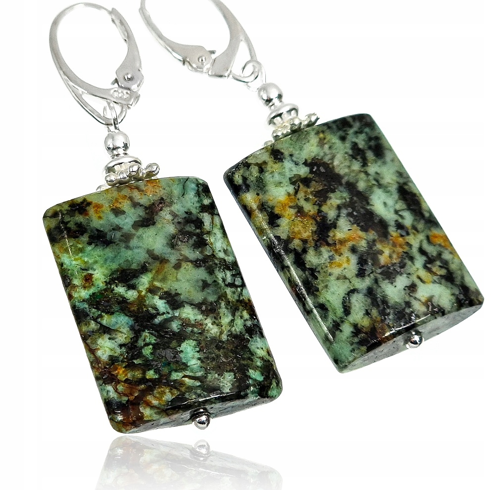 Tyrkysové africké krásné Náušnice Stříbro