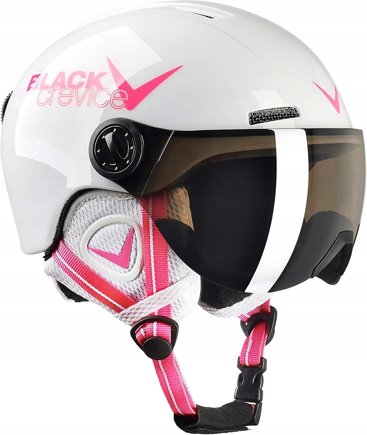Juniorská lyžařská přilba Black Crevice Leogang White Shiny Pink Xs 52-54 cm