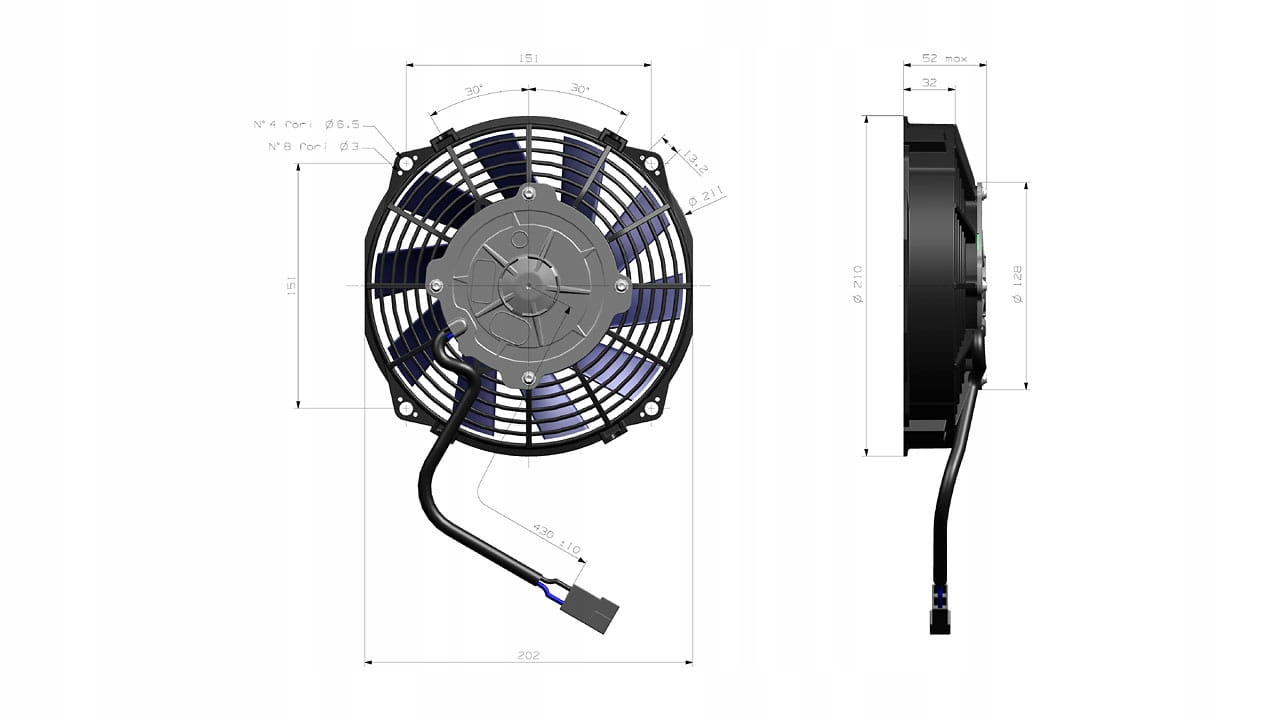 

Wentylator osiowy 190mm 12V, tłoczący Gc 90050165