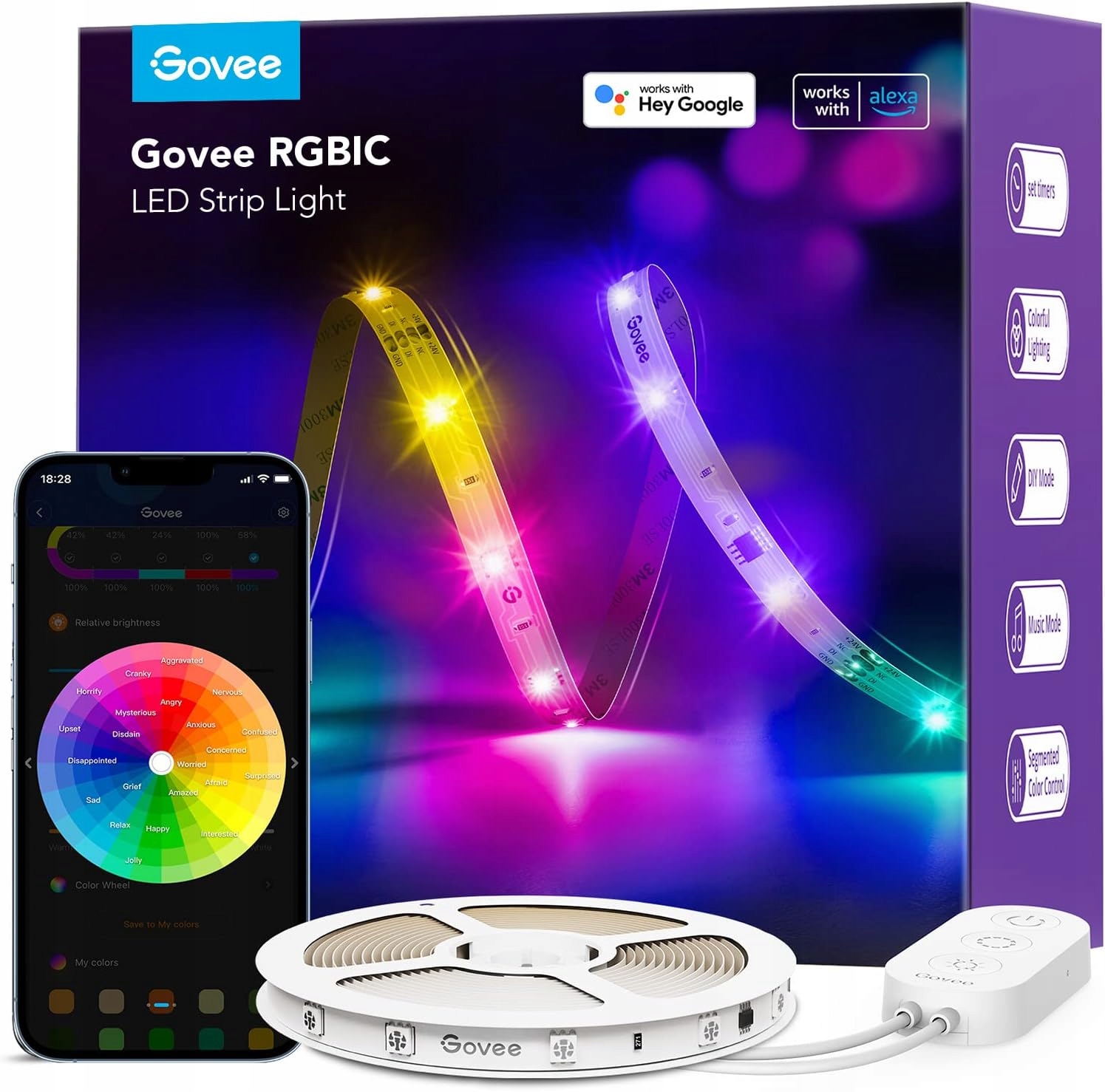 TAŚMA LED GOVEE RGB SMART Z APLIKACJĄ NA TELEFON GOVEE 5M