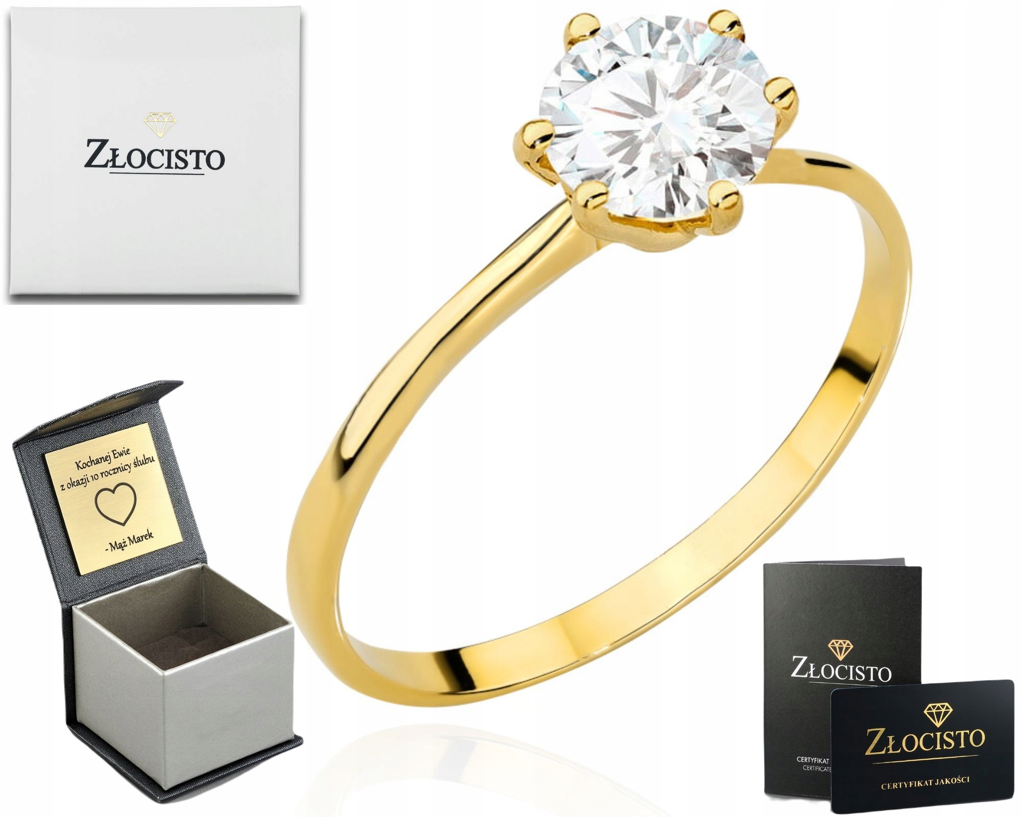 Zlatý Prstýnek Pro Zásnuby Zirkon Zlato 585 Dárek Gravírování