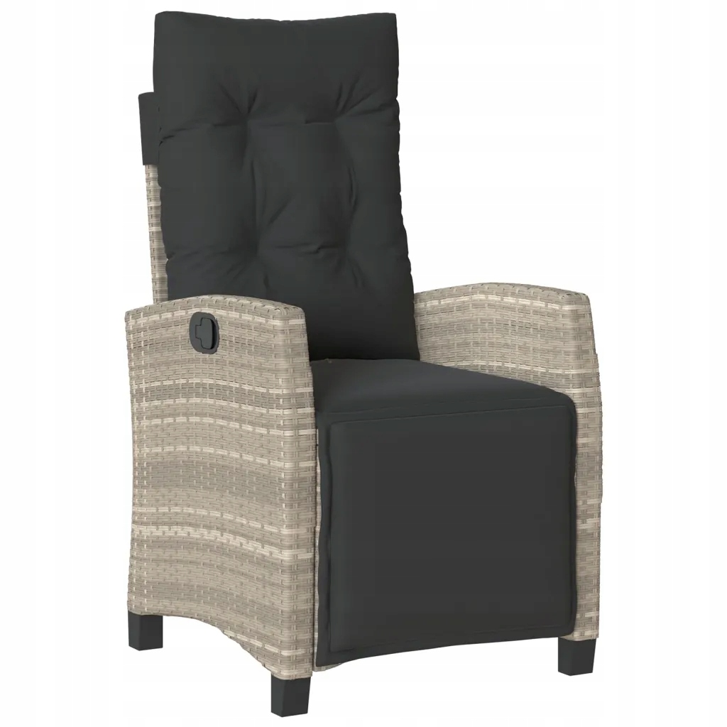 Světle šedá zahradní židle s nastavitelným opěradlem a polštáři 57x66x93 cm