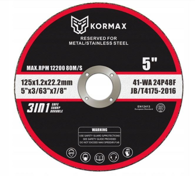 

Tarcza cięcia inox 125x1,2x22,23mm Kormax 25szt