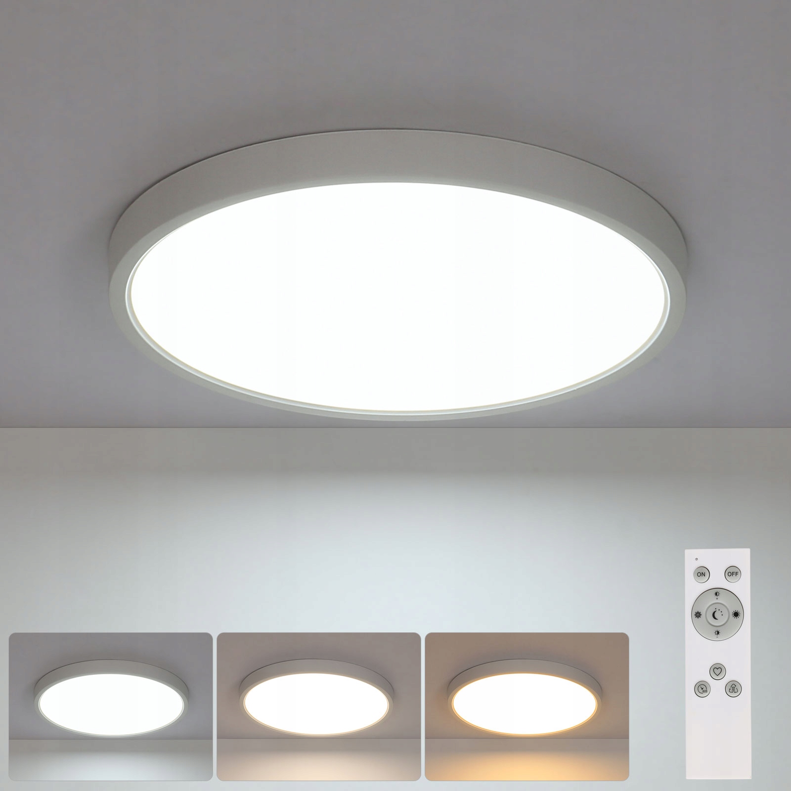 Lampa Łazienkowa Sufitowa Plafon Led Z Pilotem Nowoczesna Okrągła Biała 24W