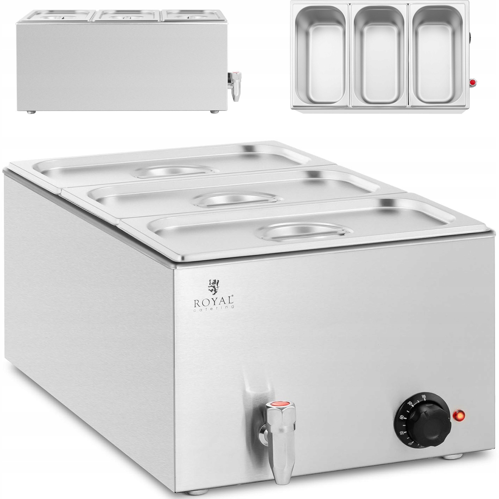 Bemar Elektrický Ohřívač 3XGN1/3 600W Nerezová Ocel Kohoutek