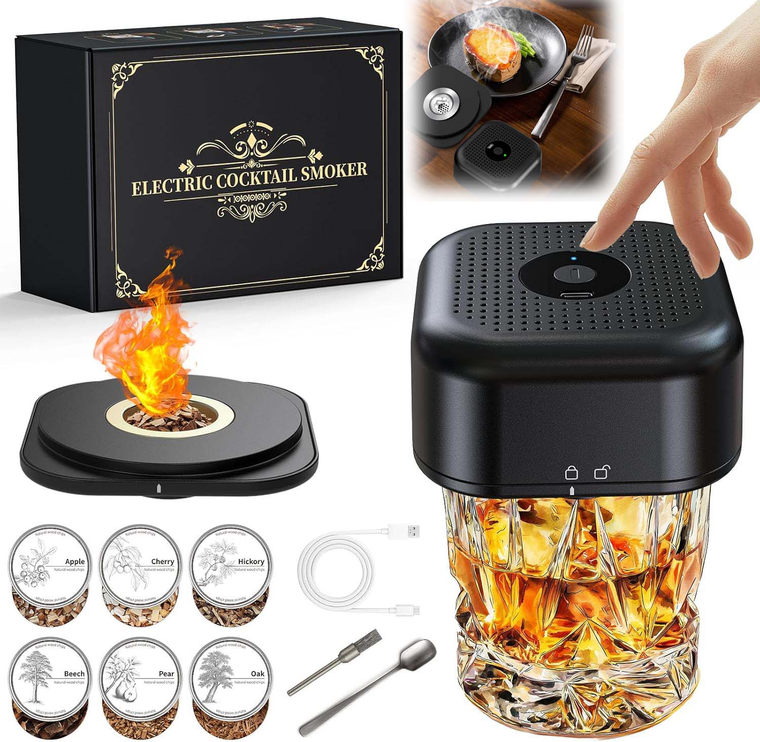 Sada Na Uzení Koktejlů, Automatický Barový Smart Smoker S Nářadím