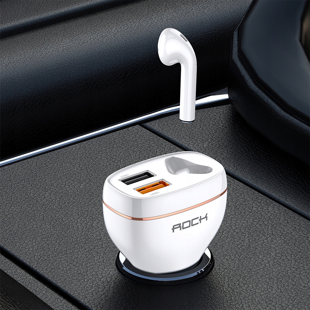 ROCK| ŁADOWARKA SAMOCHODOWA QC 3.0 + SŁUCHAWKA BLUETOOTH DO SAMOCHODU AUTA Kod producenta B401