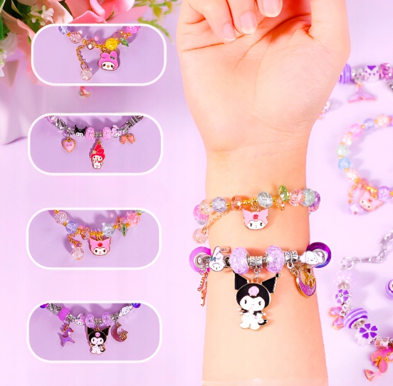 ZESTAW DO ROBIENIA BRANSOLETEK NASZYJNIKÓW PREZENT KUROMI HELLO KITTY Szerokość produktu 10 cm