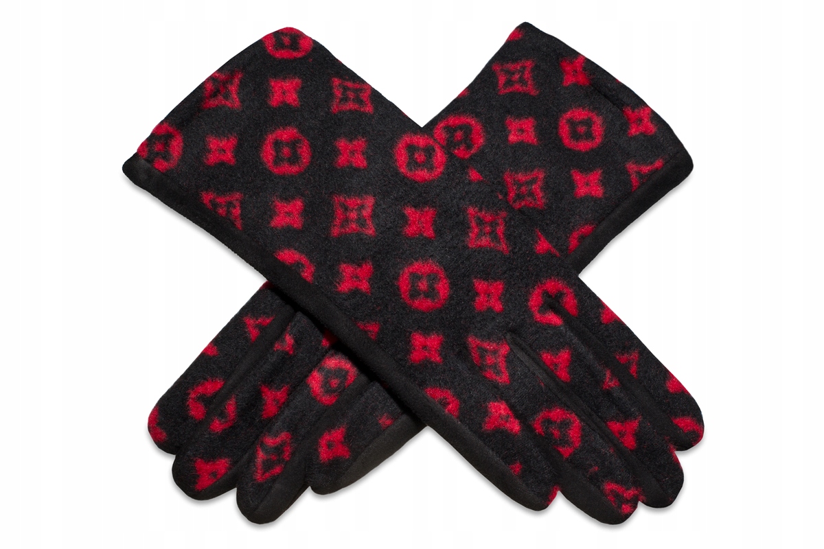 RĘKAWICZKI DAMSKIE CIEPŁE SMART London Print CZER